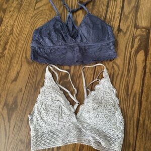 Aerie Lace Bralette Set in Blue and Gray